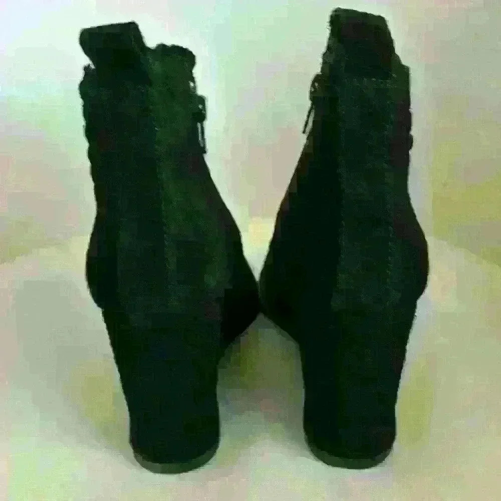 New no tags Cooper Key Black Suede Wedge Booties. Size 8.5 - Picture 2 of 5